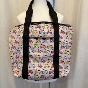 Lesportsac Large Zip Top Tote. Scooter / Vespa pattern. 18X15